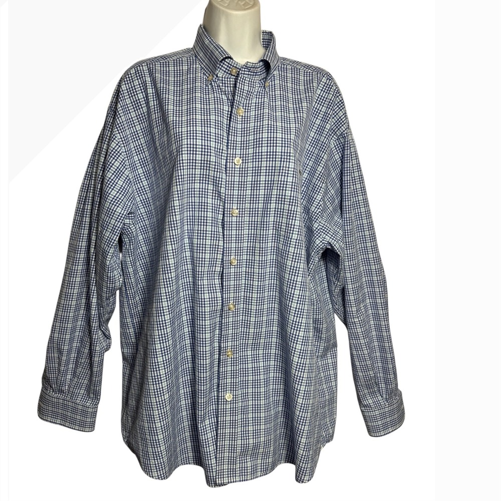 Vineyard Vines Shirt Size XXL Blue Check Long Sleeve Classic Fit Tucker Shirt 💙